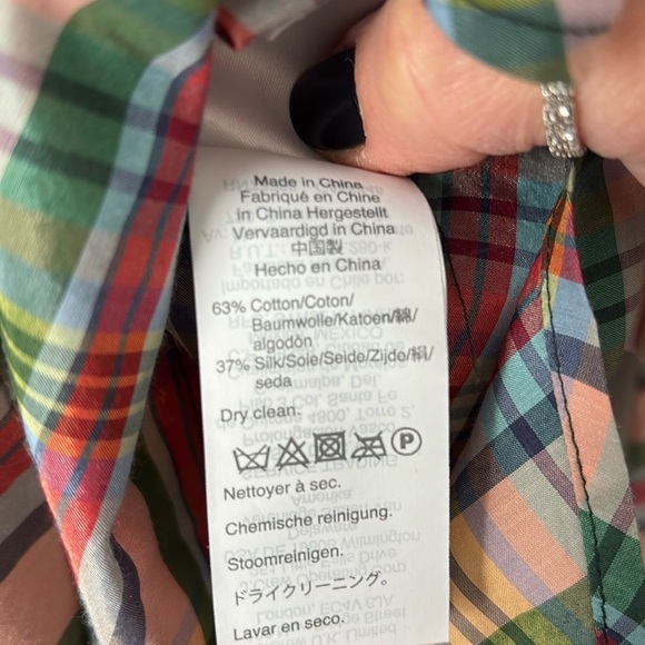 J. Crew Silk Blend Classic Popover Shirt in Ribbon Plaid S - Picture 7 of 8